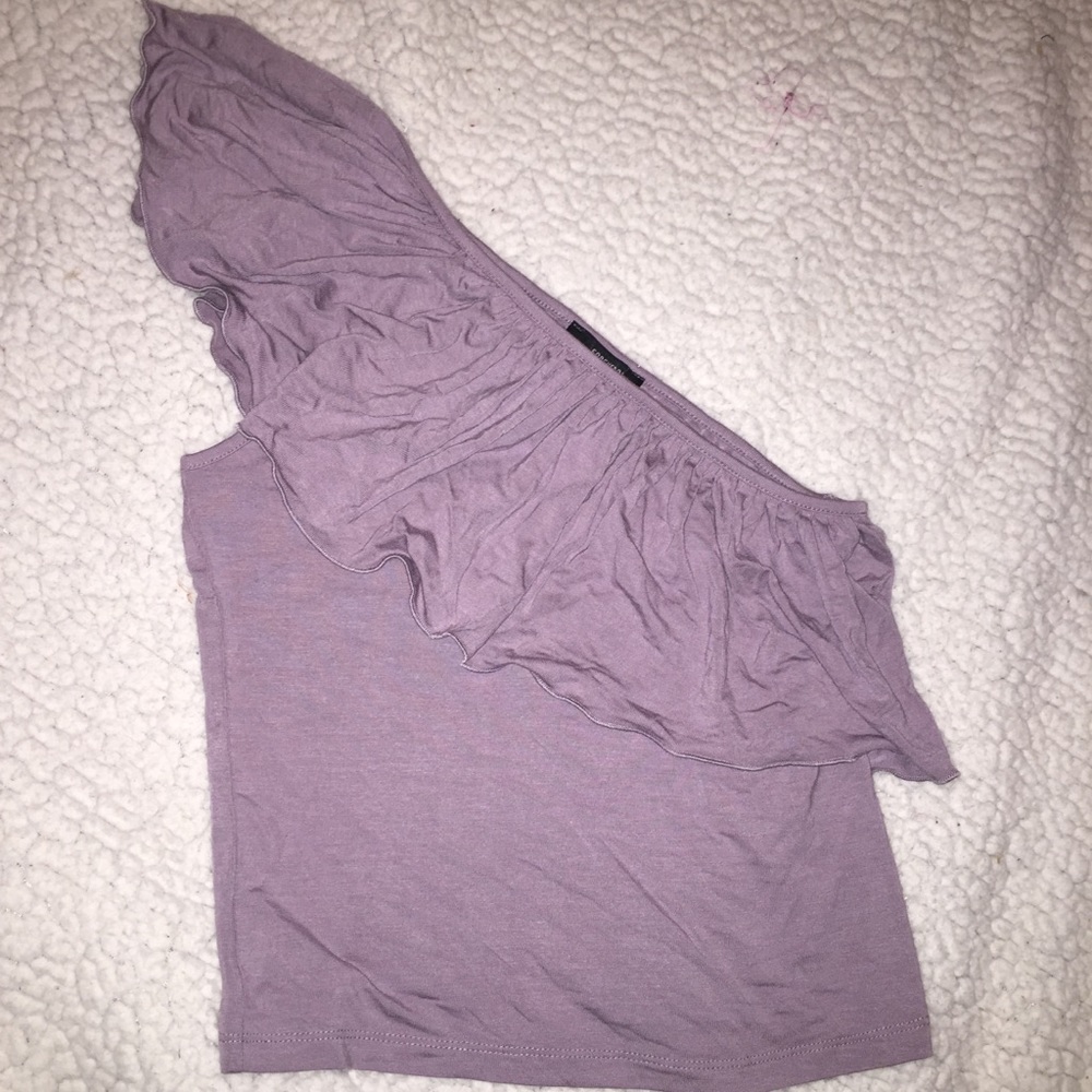 One-Shoulder Crop Lavender Flounce Top